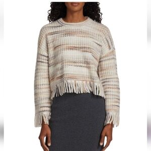 Design History Striped Fringe Western Pullover Sweater